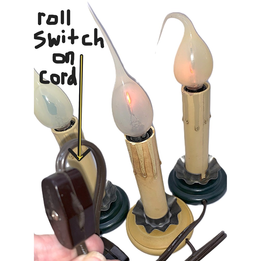 3 Primitive Country Accent Lights Tin Wood Candles Silicone Flicker Bulbs VIDEO - Picture 6 of 8